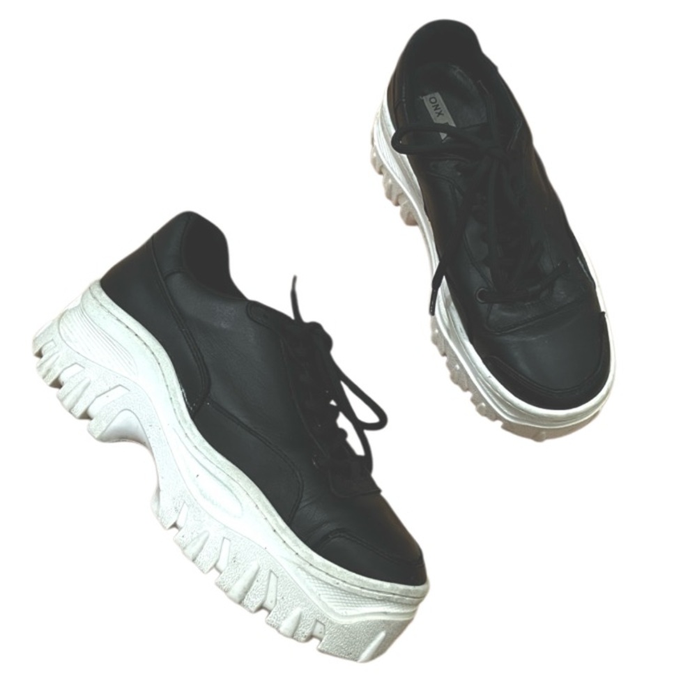 Y2K Bronx Black Leather Platform Sneakers
